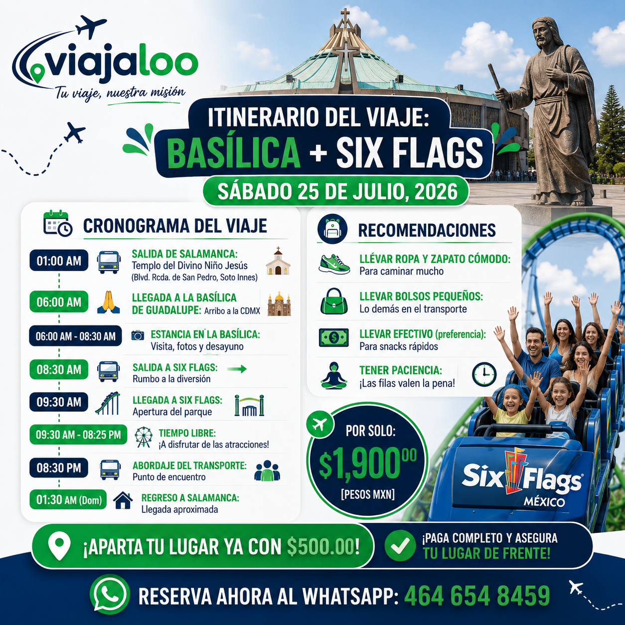 Itinerario Basílica + Six Flags