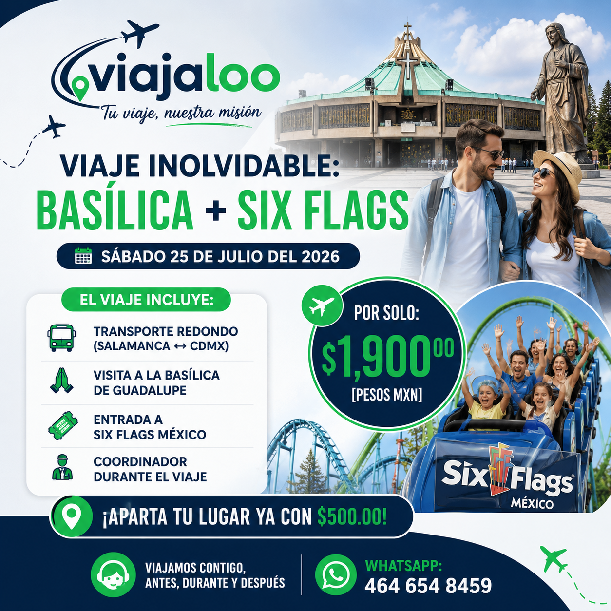 Viaje Basílica + Six Flags - Flyer Principal